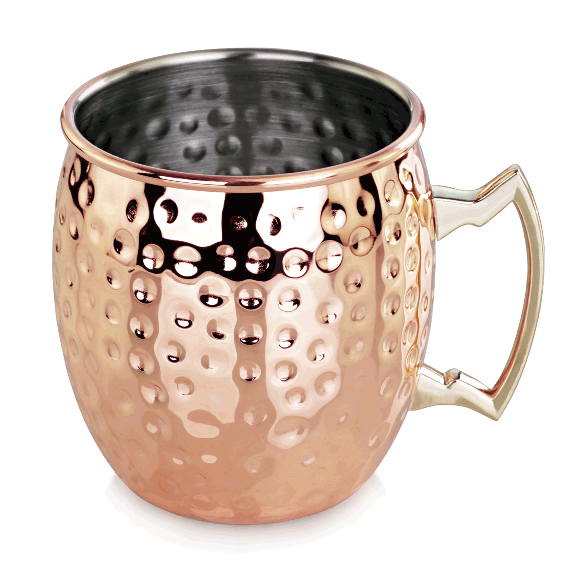 Kupferbecher mit gehämmertem Design.