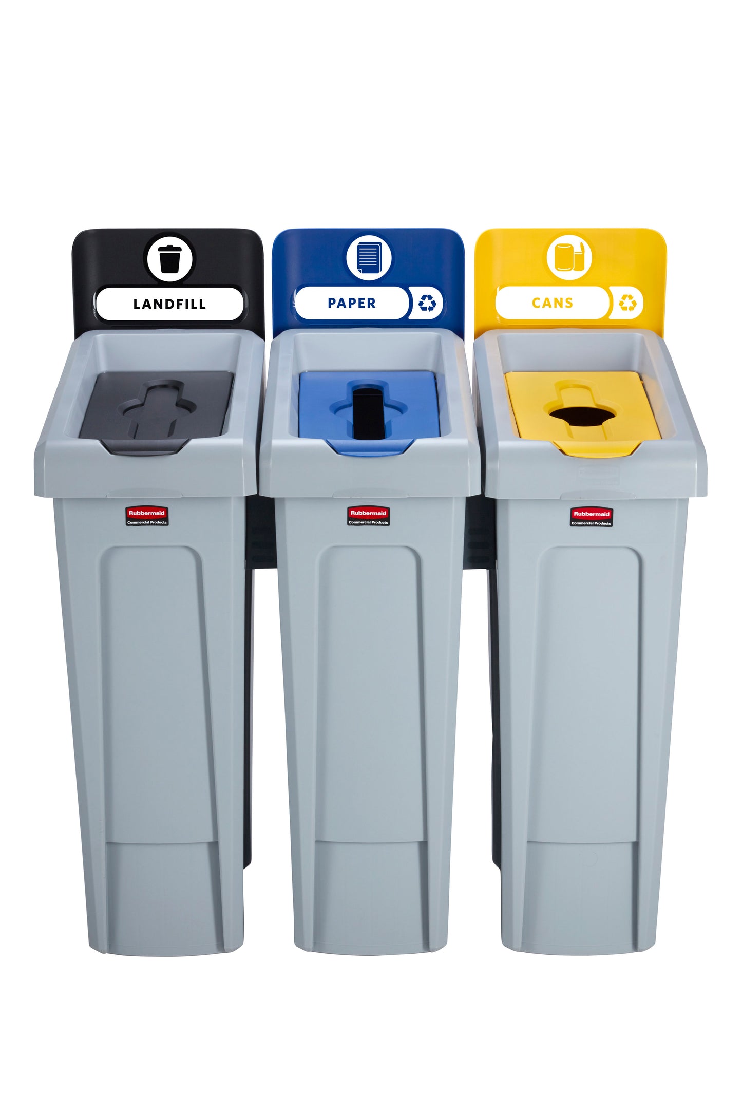 Slim Jim® Recyclingstation, 3 Abfallarten, Schwarz/Blau/Gelb