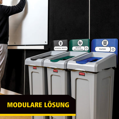 Slim Jim® Recyclingstation, 3 Abfallarten, Schwarz/Blau/Gelb