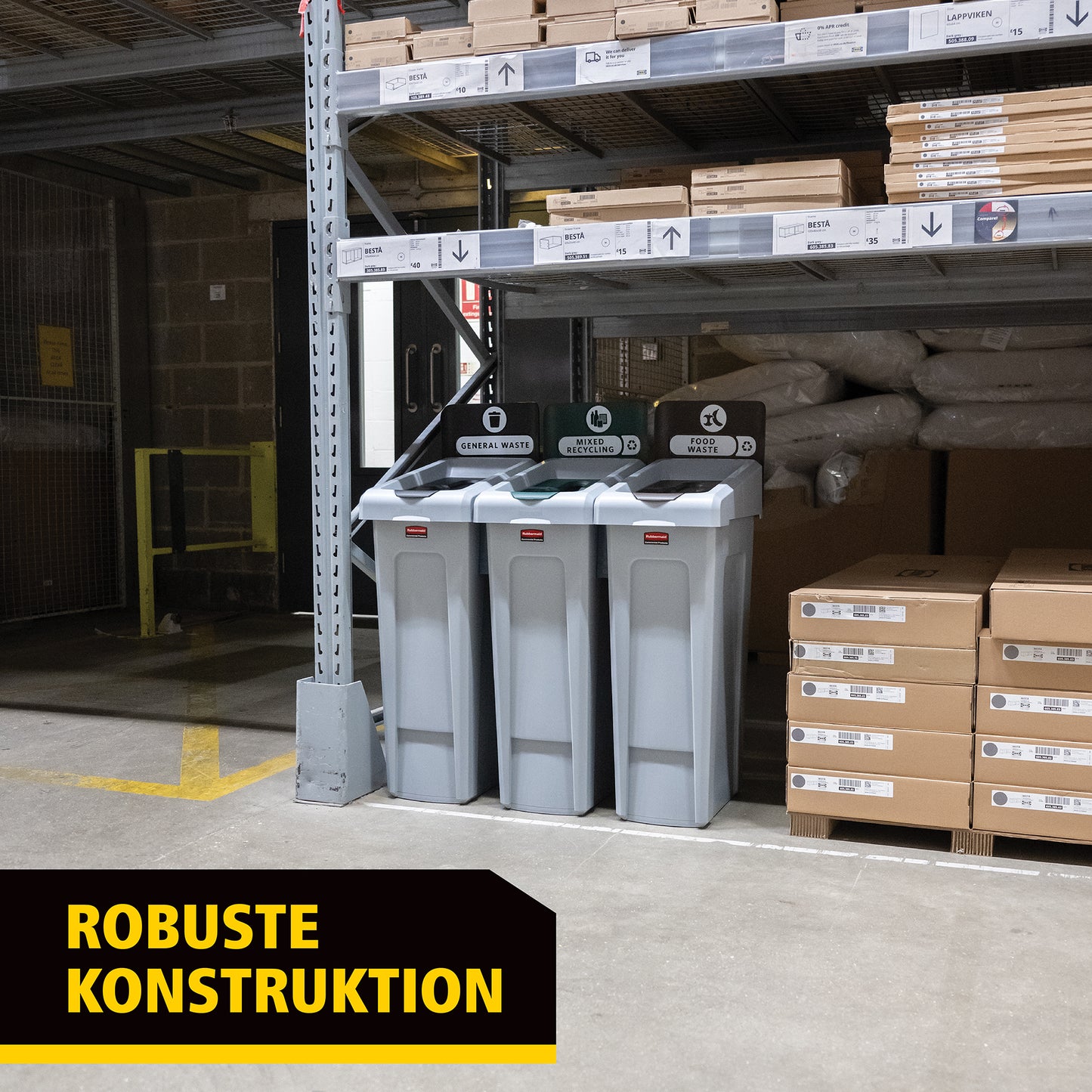 Slim Jim® Recyclingstation, 3 Abfallarten, Schwarz/Blau/Gelb
