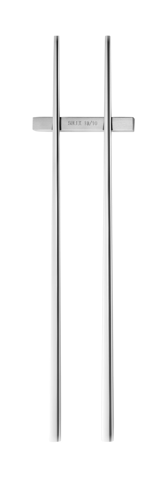 Zwei Edelstahl-Chopsticks auf weißem Hintergrund.