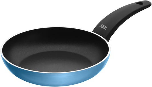 Blaue Pfanne für Gastronomiebedarf.