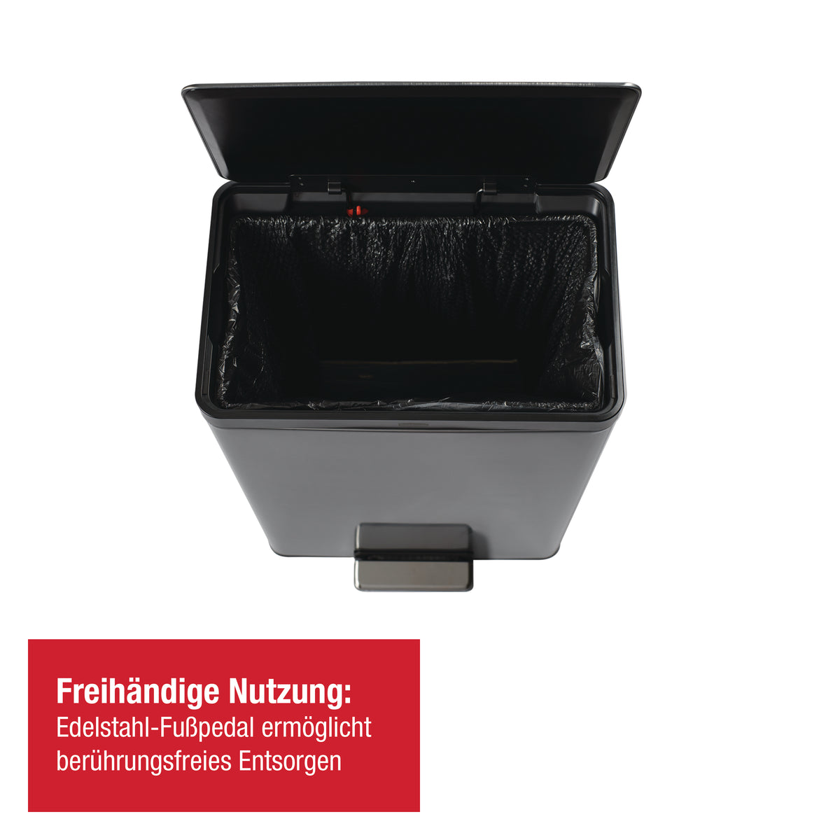 Edelstahl‑Tretabfalleimer, 45 l, anthrazitfarben