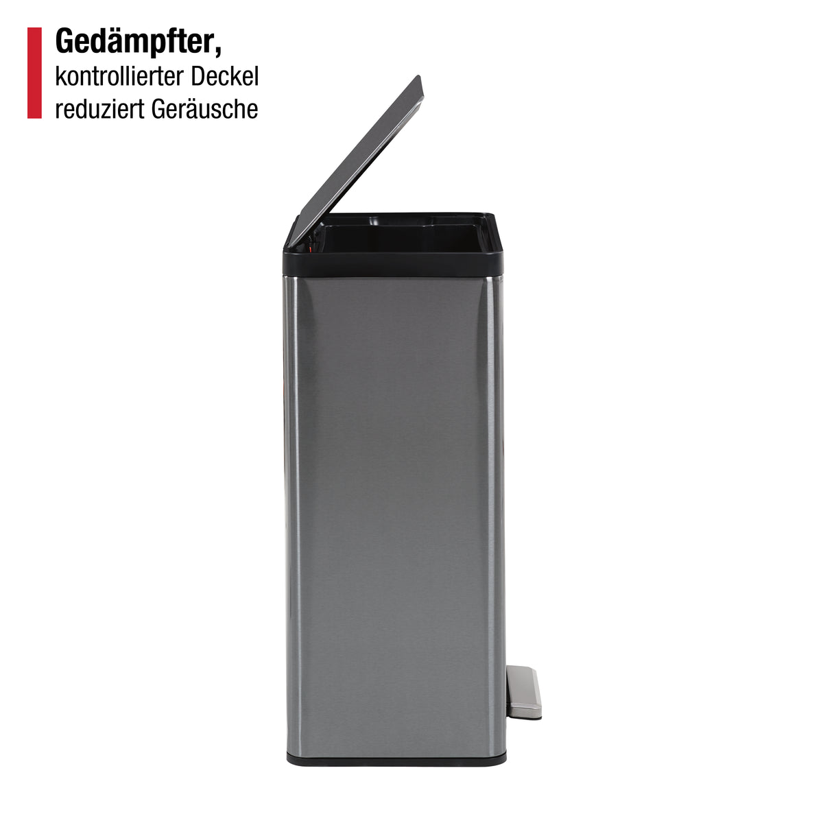 Edelstahl‑Tretabfalleimer, 45 l, anthrazitfarben
