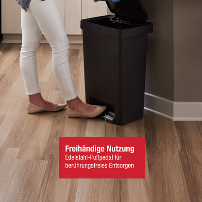 Rechteckiger Tretabfalleimer aus Kunststoff, 46 l, anthrazitfarben