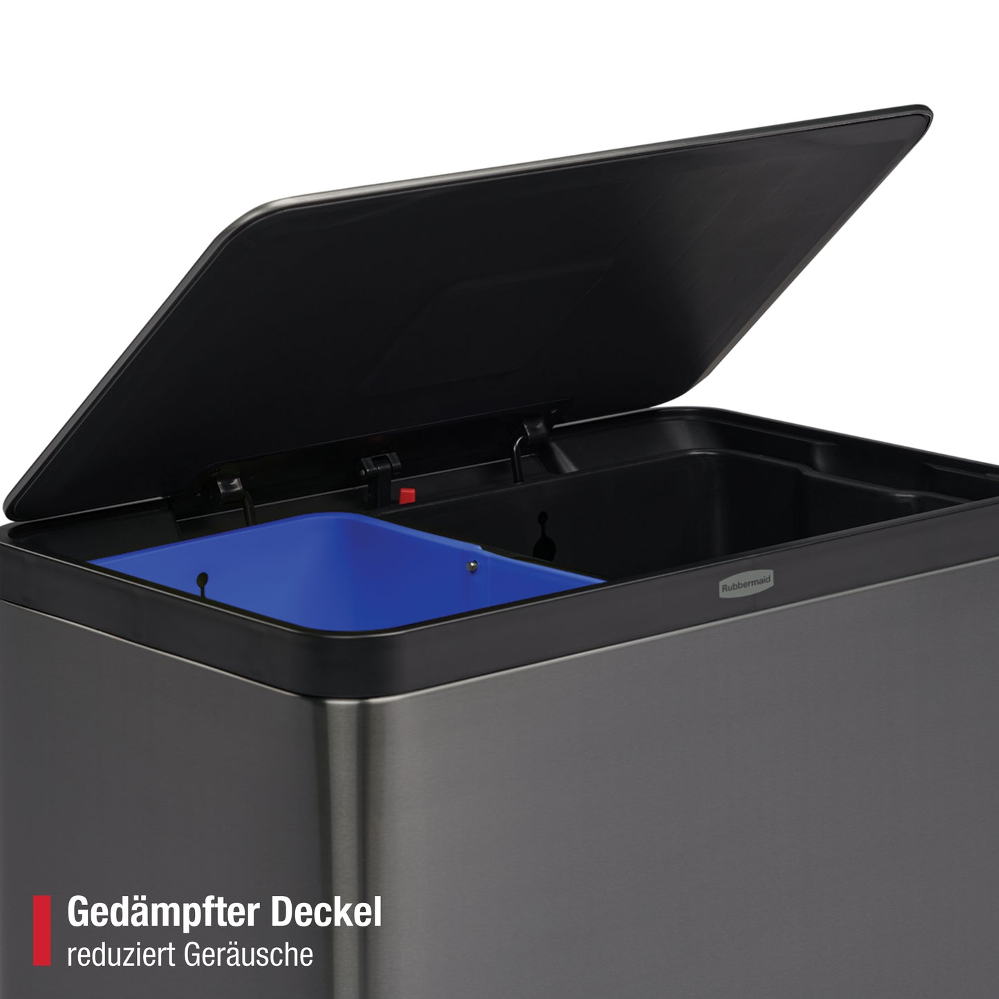 Edelstahl‑Tretabfalleimer mit 2 Innenbehältern für Abfall & Recycling, 60 l, anthrazitfarben