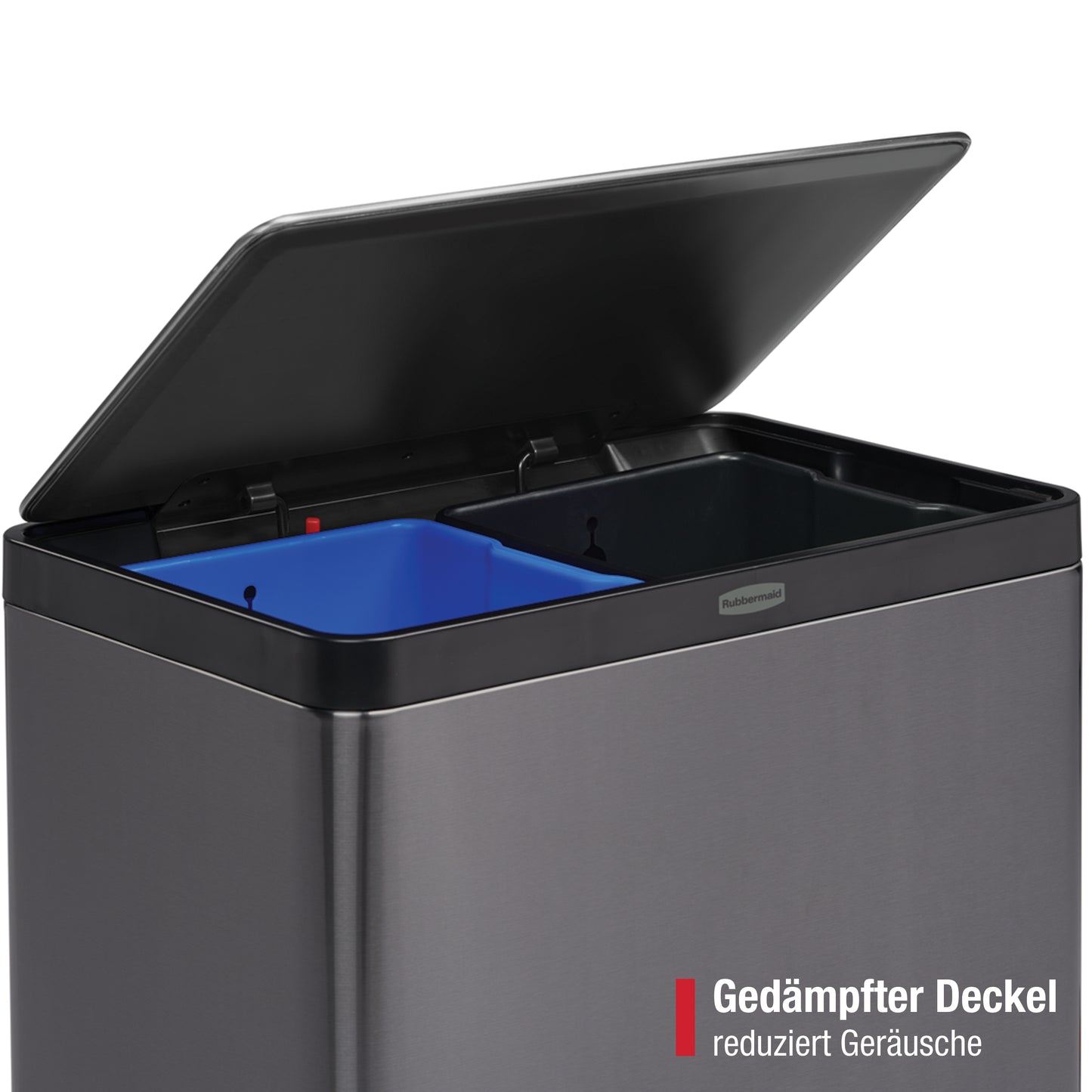 Edelstahl‑Tretabfalleimer mit 2 Innenbehältern für Abfall & Recycling, 39 l, anthrazitfarben