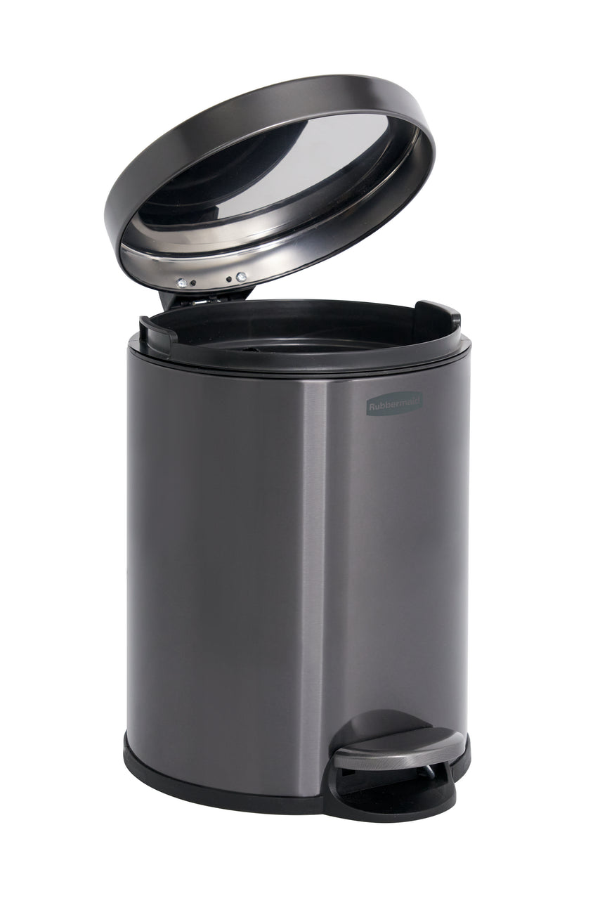 Runder Edelstahl‑Tretabfalleimer, 6L, Edelstahl