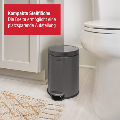 Runder Edelstahl‑Tretabfalleimer, 6L, Edelstahl