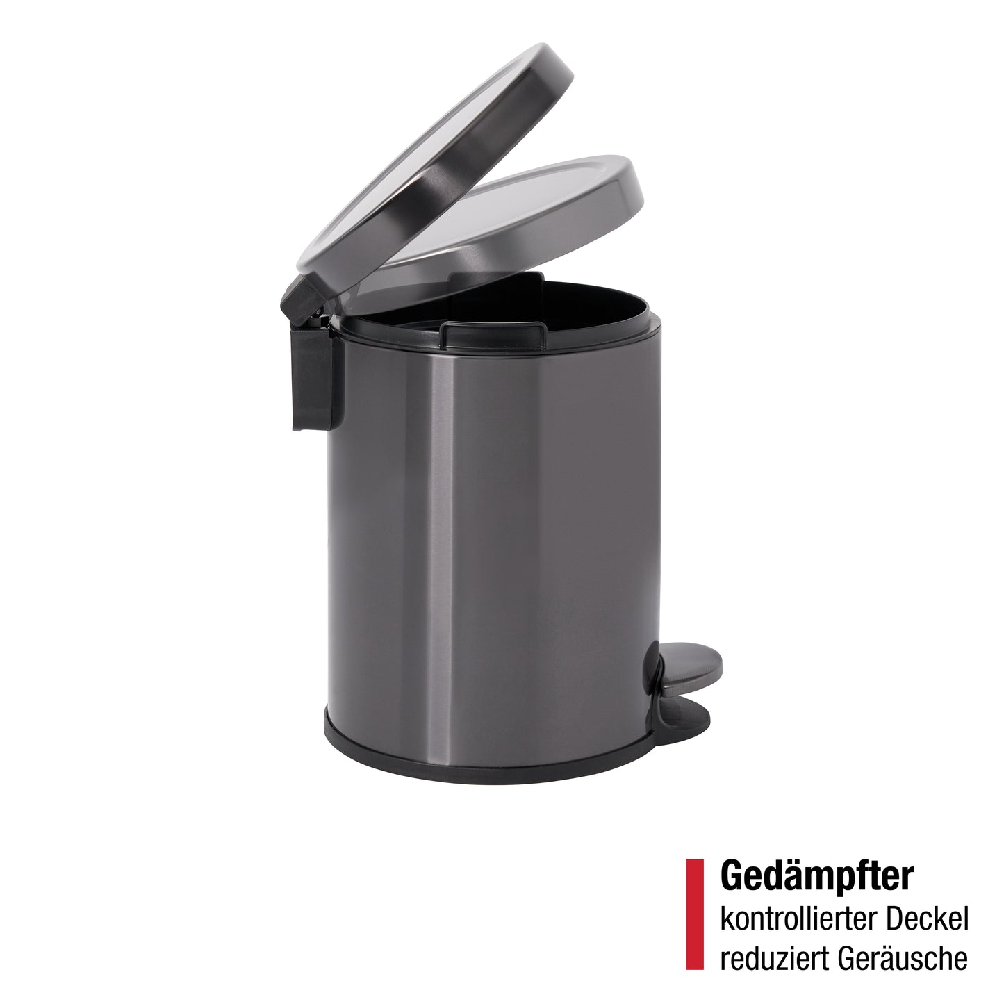 Runder Edelstahl‑Tretabfalleimer, 6L, Edelstahl