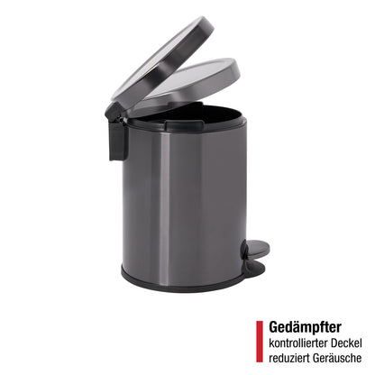 Runder Edelstahl‑Tretabfalleimer, 6L, Edelstahl