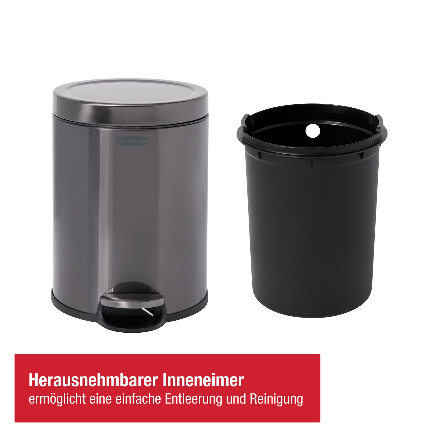 Runder Edelstahl‑Tretabfalleimer, 6L, Edelstahl