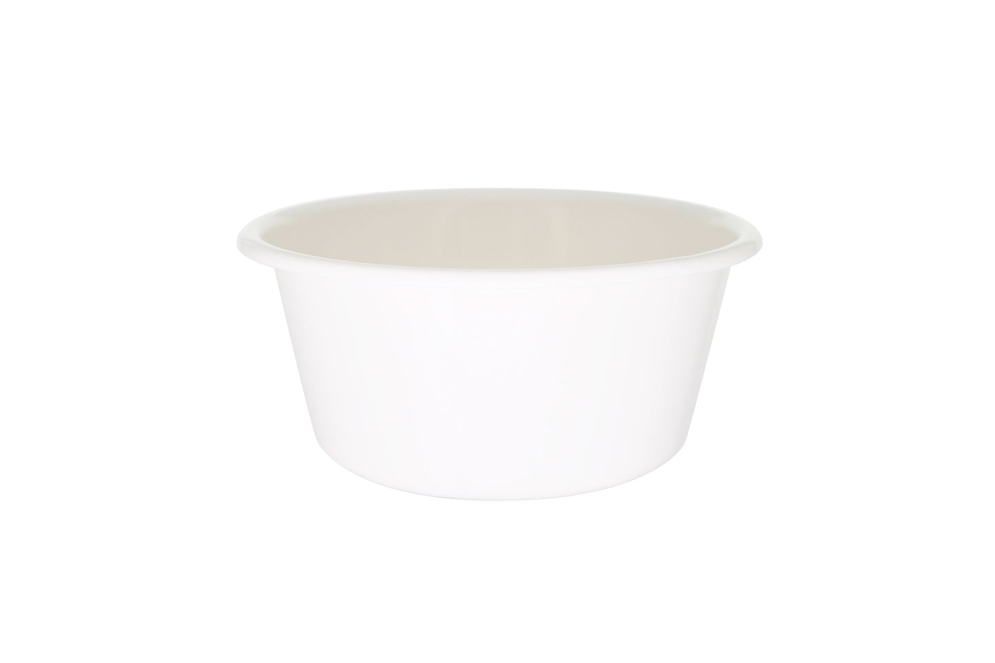 Weißer Kunststoffbehälter für Lebensmittel.