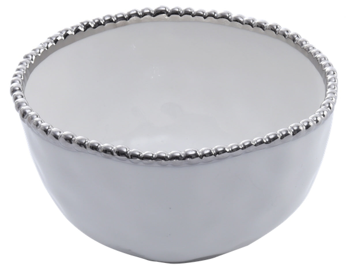 Silberne B2B-Gastronomie-Schale mit Perlenrand