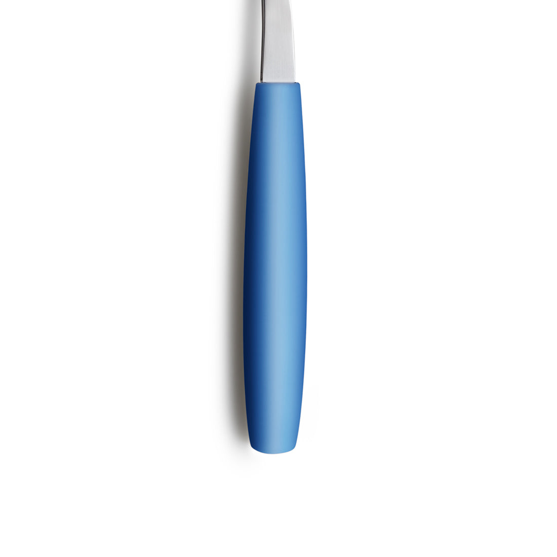 Blauer Griff eines Küchenmessers, Nahaufnahme.