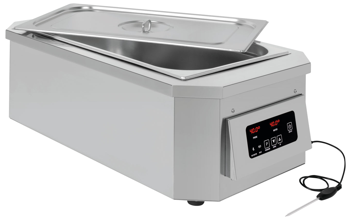 Gastronomie-Wärmeschublade mit Thermometer.