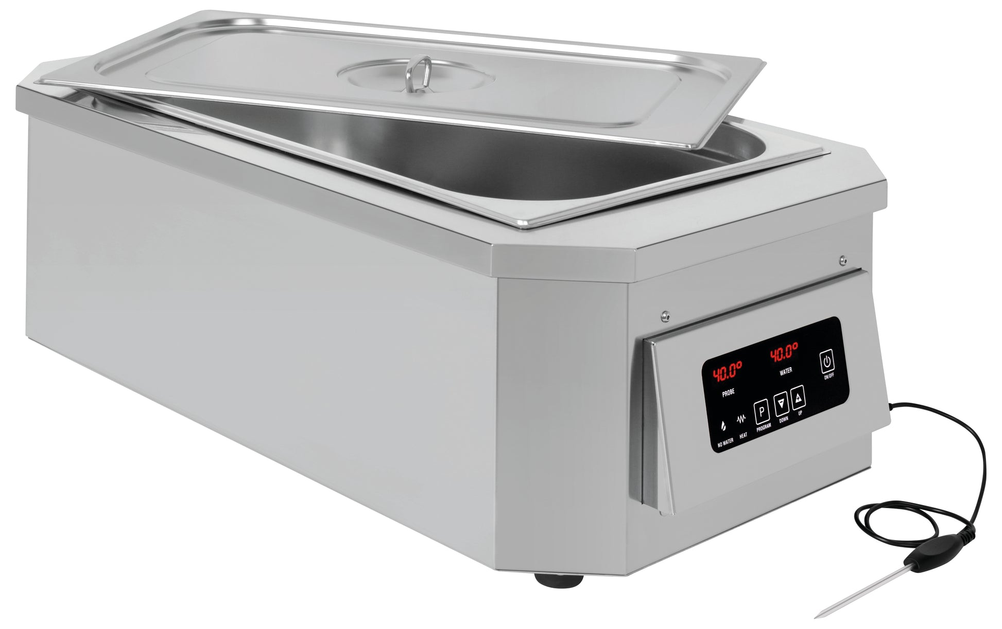 Gastronomie-Wärmeschublade mit Thermometer.