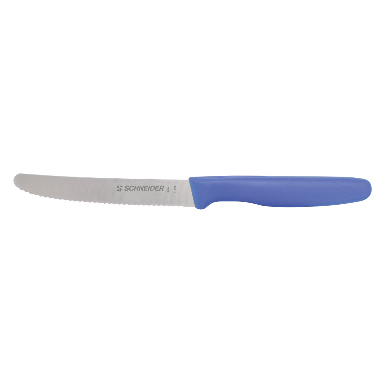 Brotmesser mit blauer Grifffarbe.
