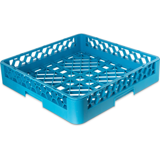 Blauer Geschirrkorb mit Wabenstruktur.