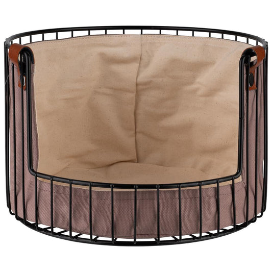 Drahtkorb mit Stoffeinlage, leer.