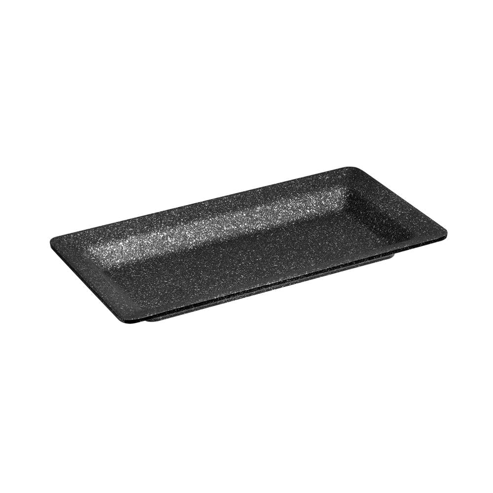 Schwarze, rechteckige Servierplatte