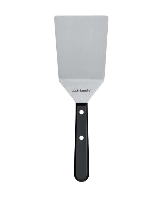 Metallspatel mit schwarzem Griff.