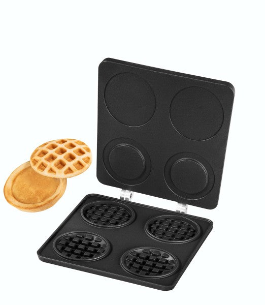Waffeleisen mit Waffeln.