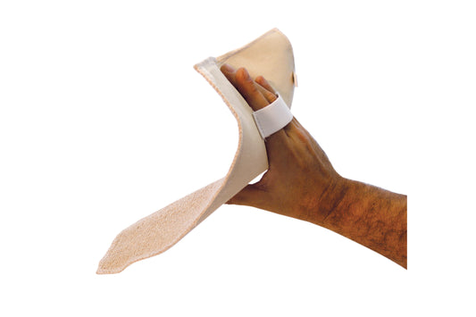 Hand mit Verband oder Schiene.