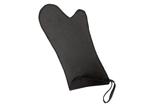 Schwarze Ofenhandschuh für Gastronomie.