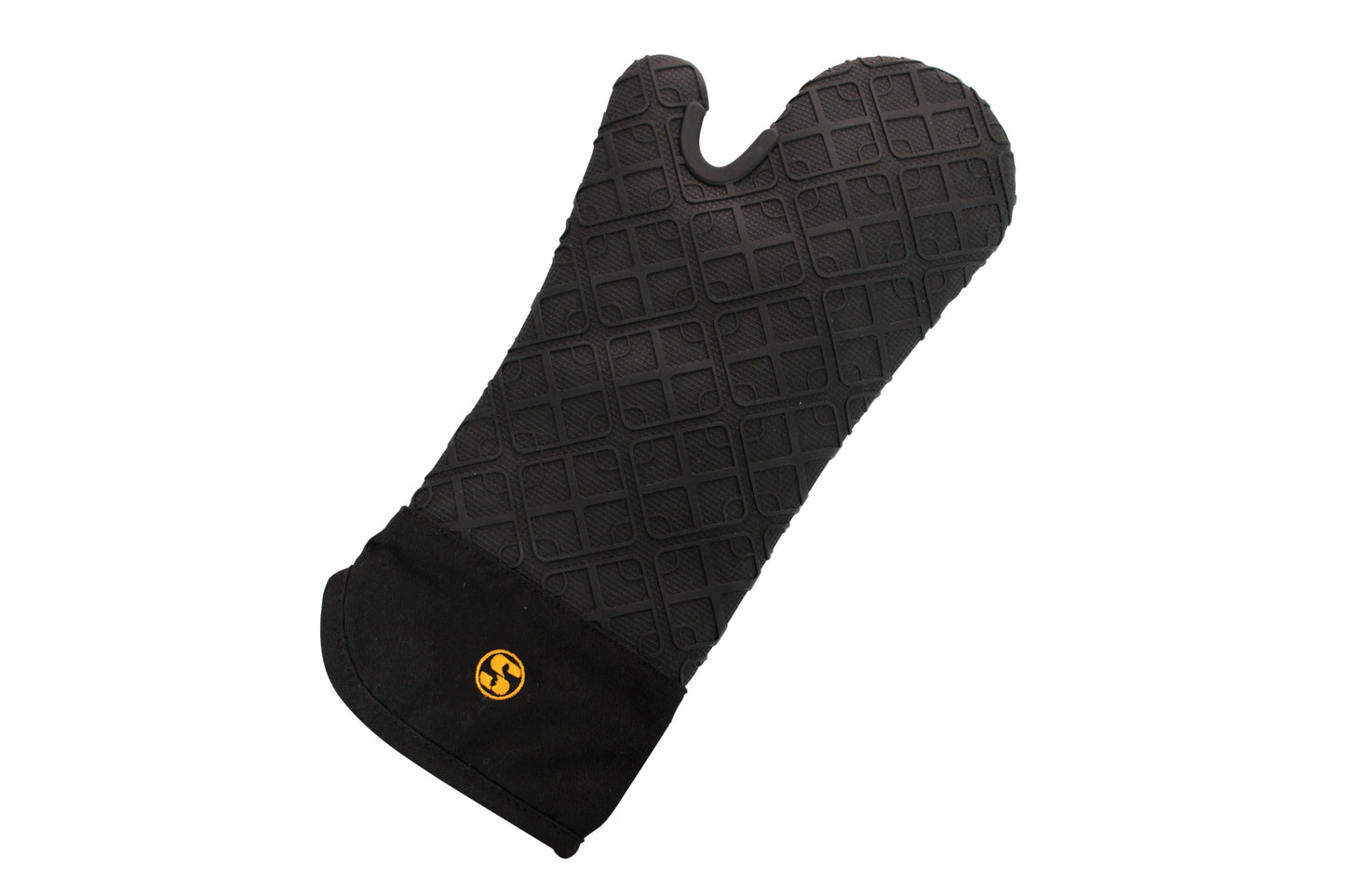 Schwarze Ofenhandschuh für Gastronomie.