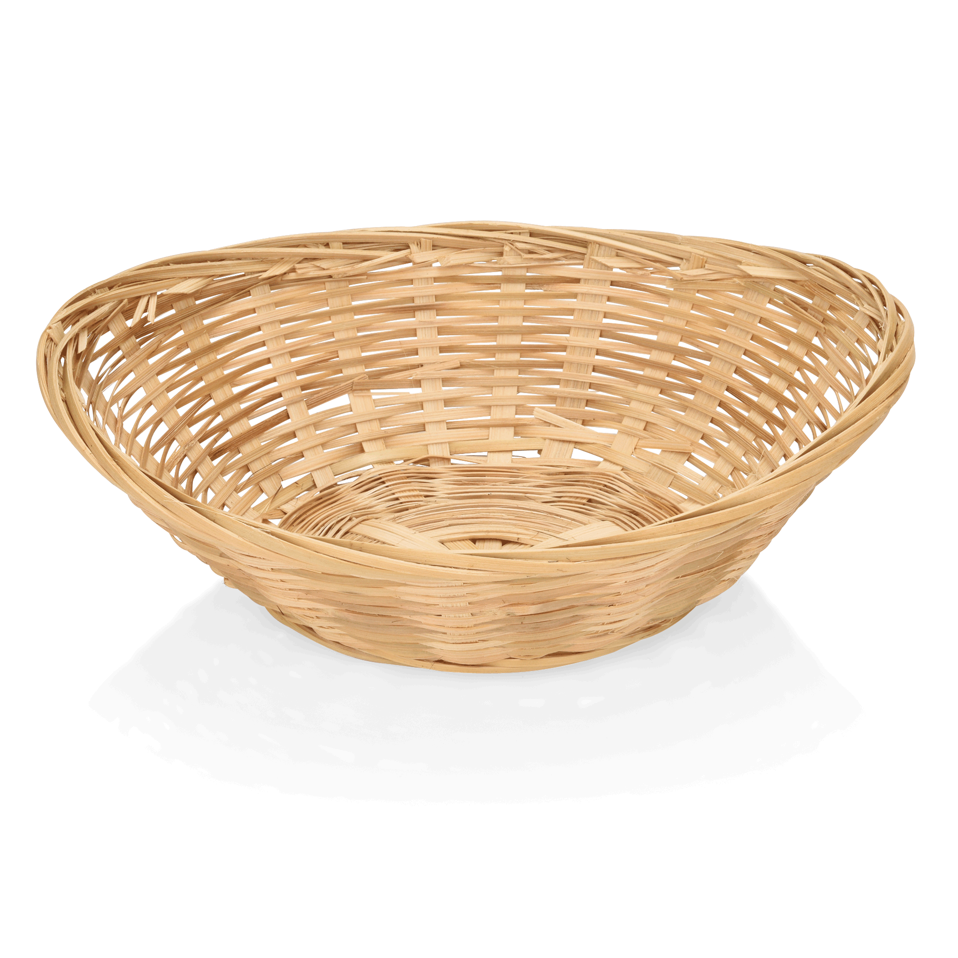Geflochtener Korb aus hellem Holz.