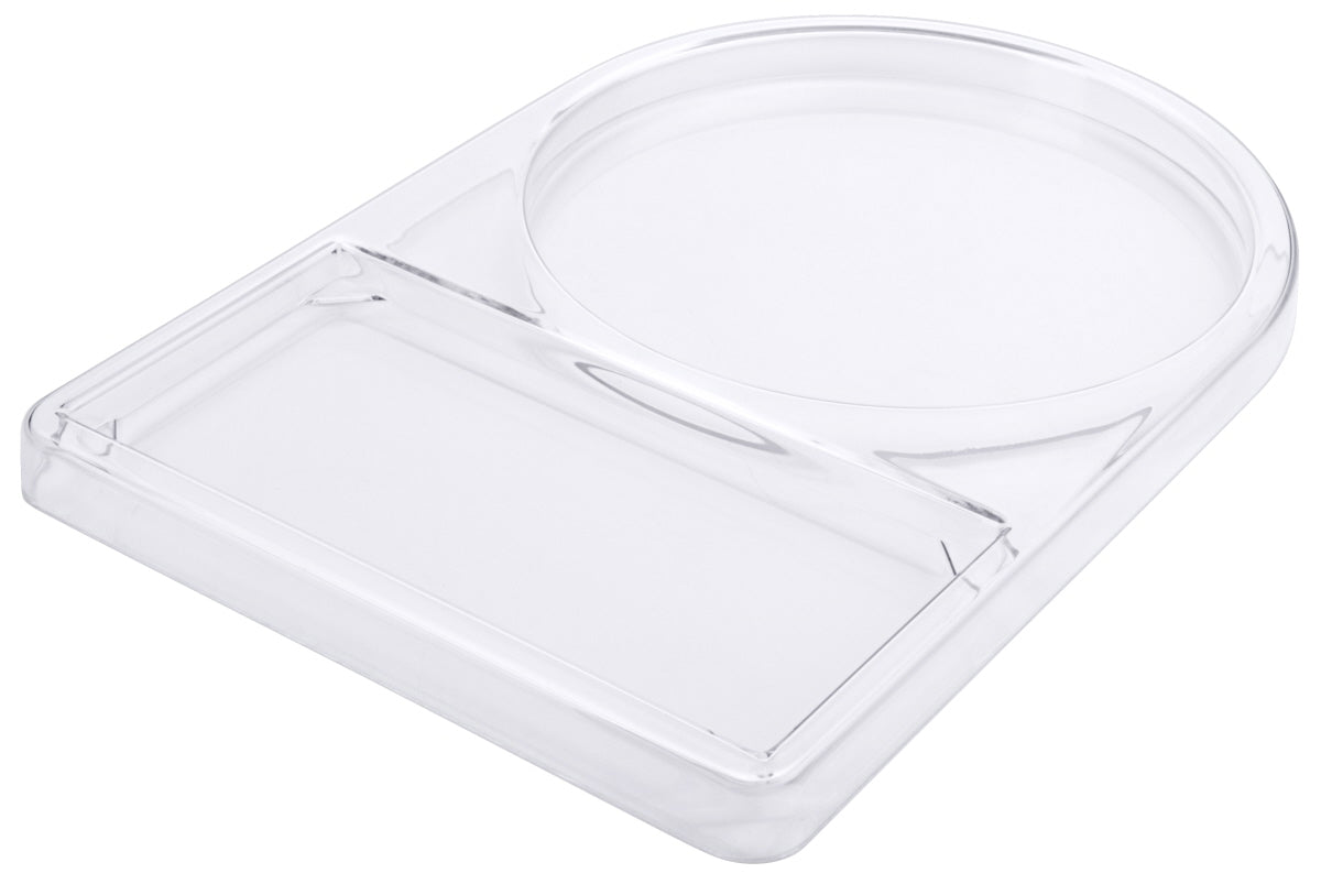 Transparente Servierplatte mit Abdeckung