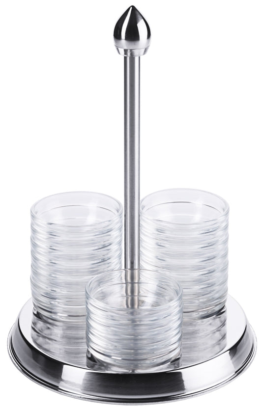 Glasteller mit Stäbchenhalter