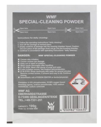 WMF Reinigungsmittel Verpackung Rückseite.