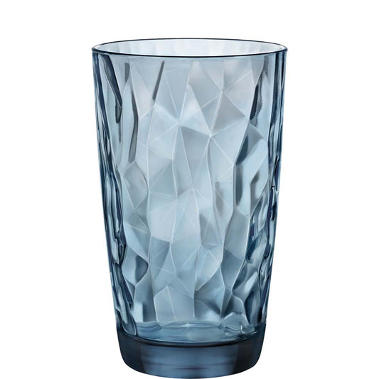 Blaues facettiertes Trinkglas