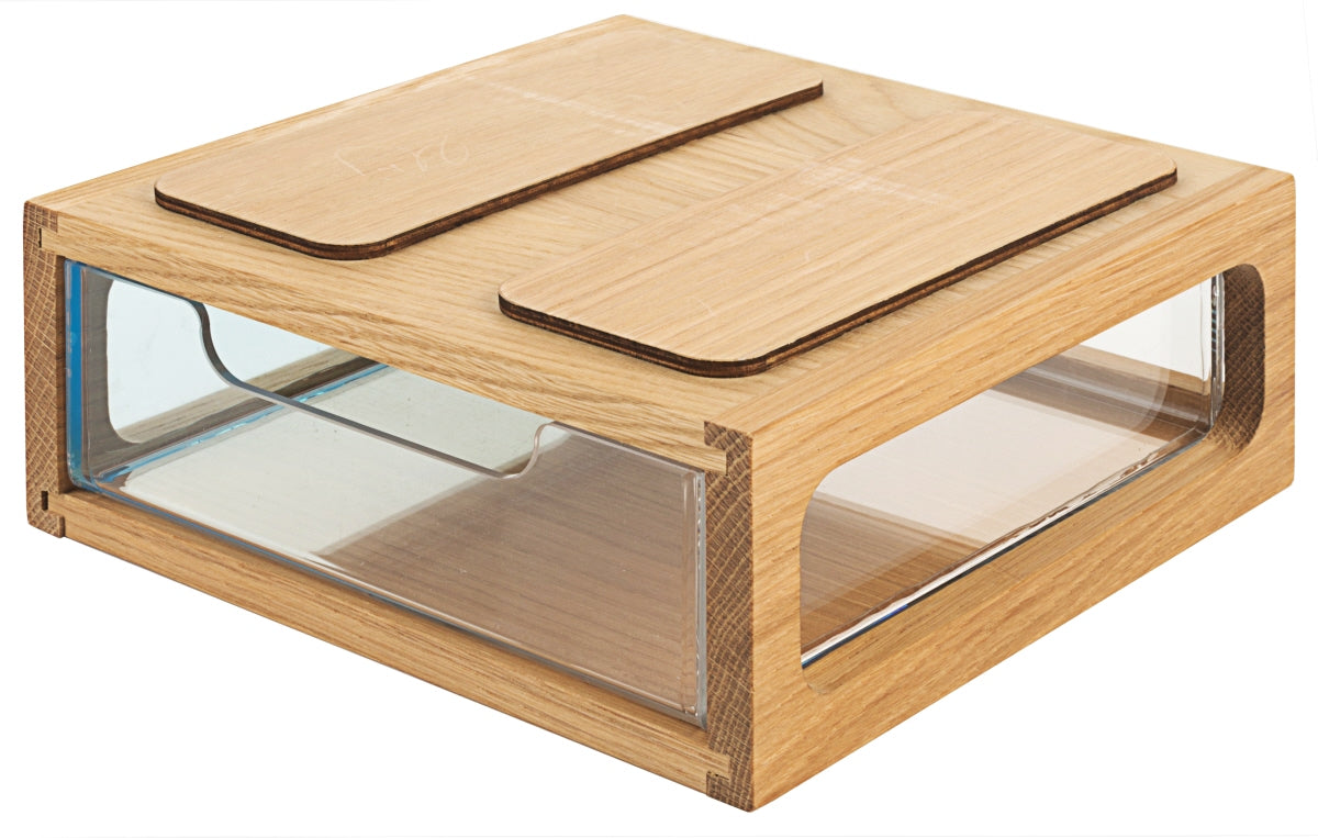 Holzschale mit Glasfenster für Speisen