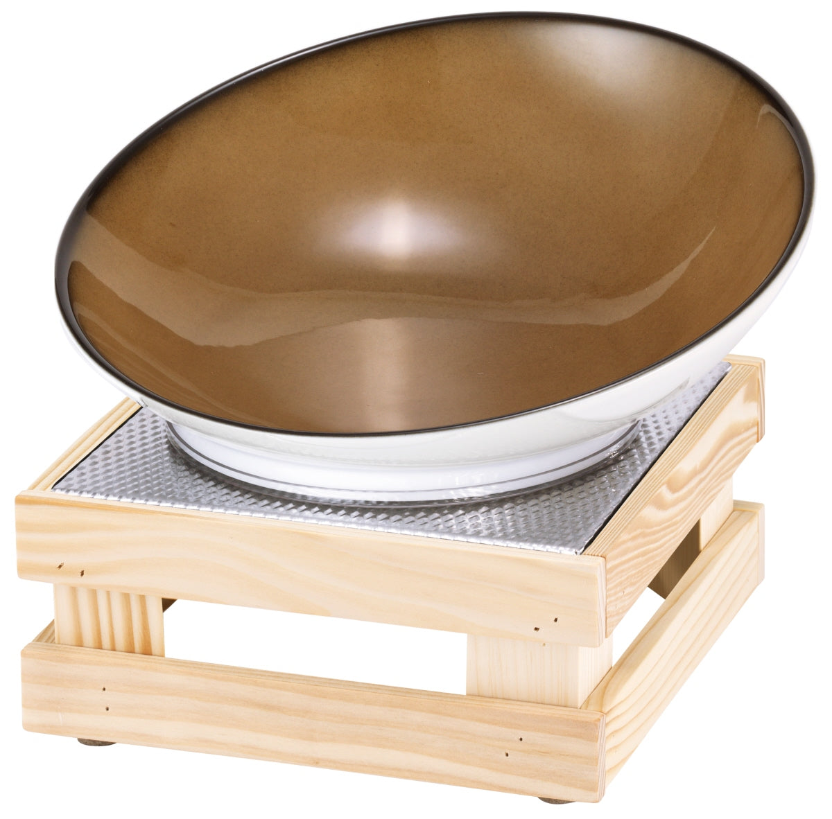 Gusseiserne Wok auf Holzständer