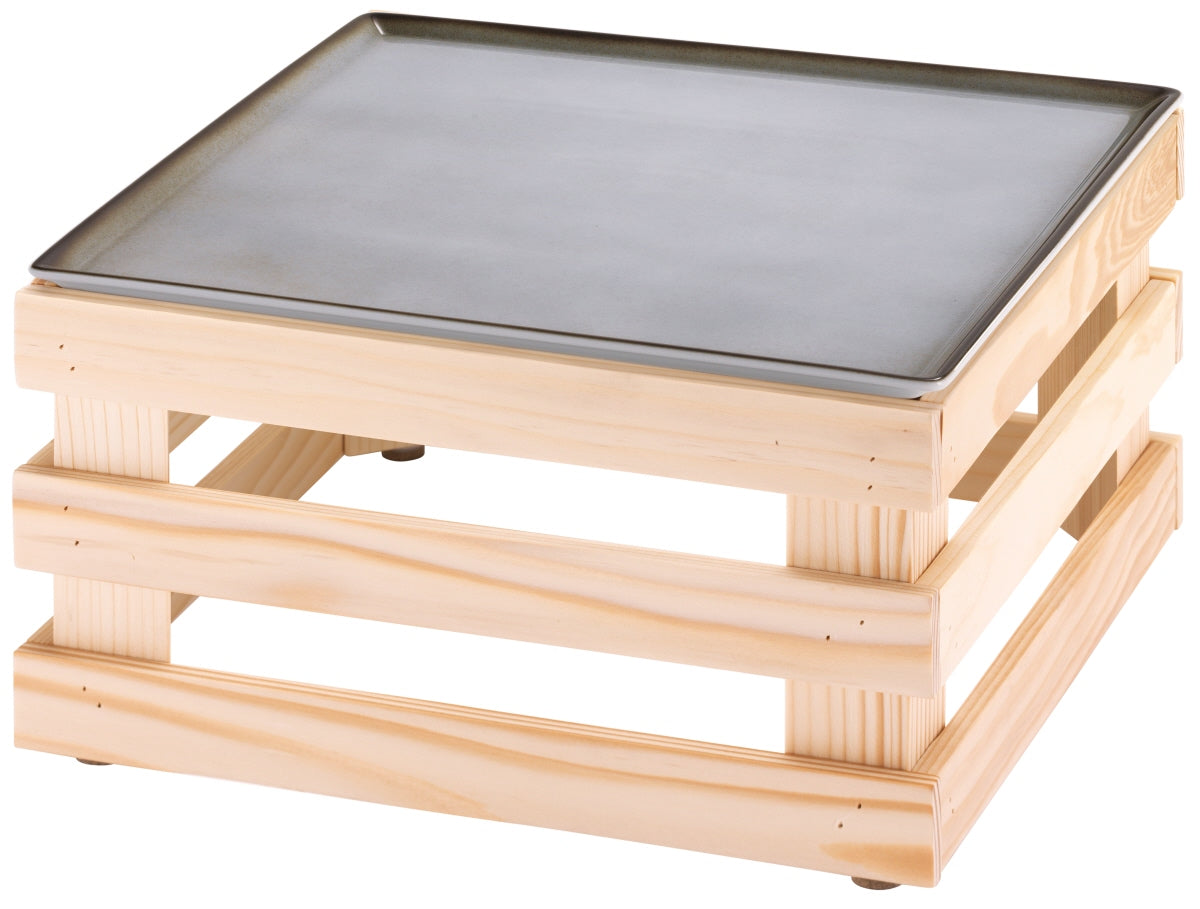 Gusseisenplatte auf Holzständer
