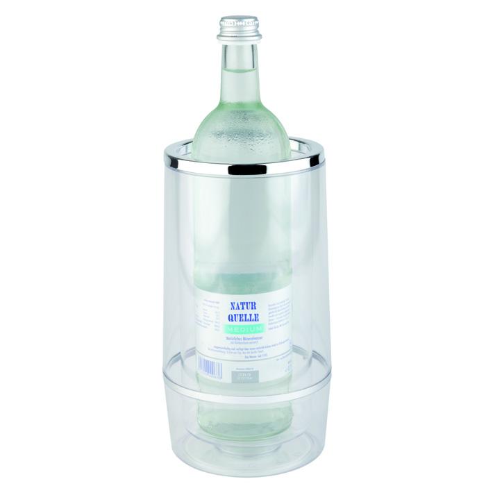 Flaschenkühler mit Wasserflasche.