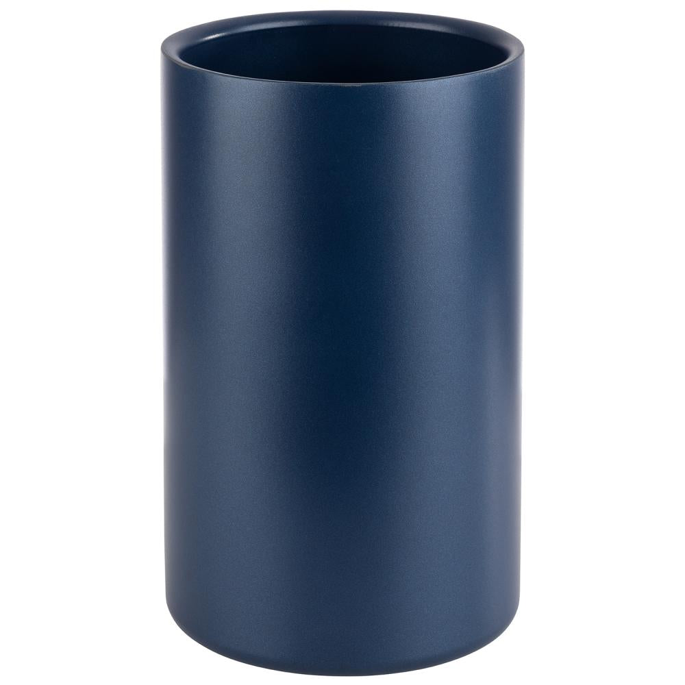 Blauer zylindrischer Behälter, schlicht.