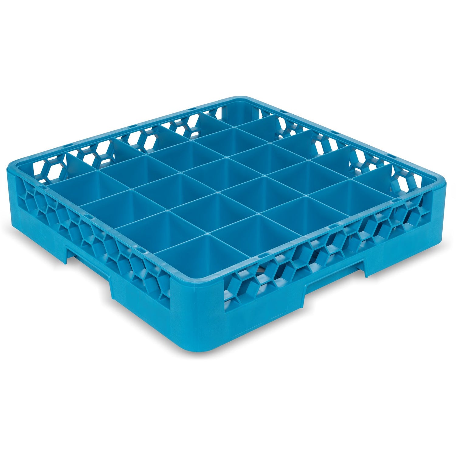 Blauer Geschirrkorb mit Fächern.