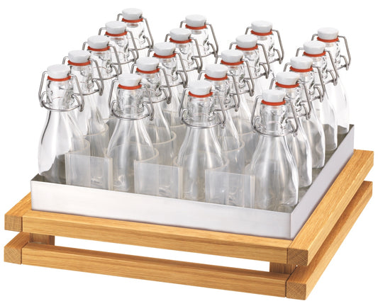 B2B Glasflaschen auf Holzgestell