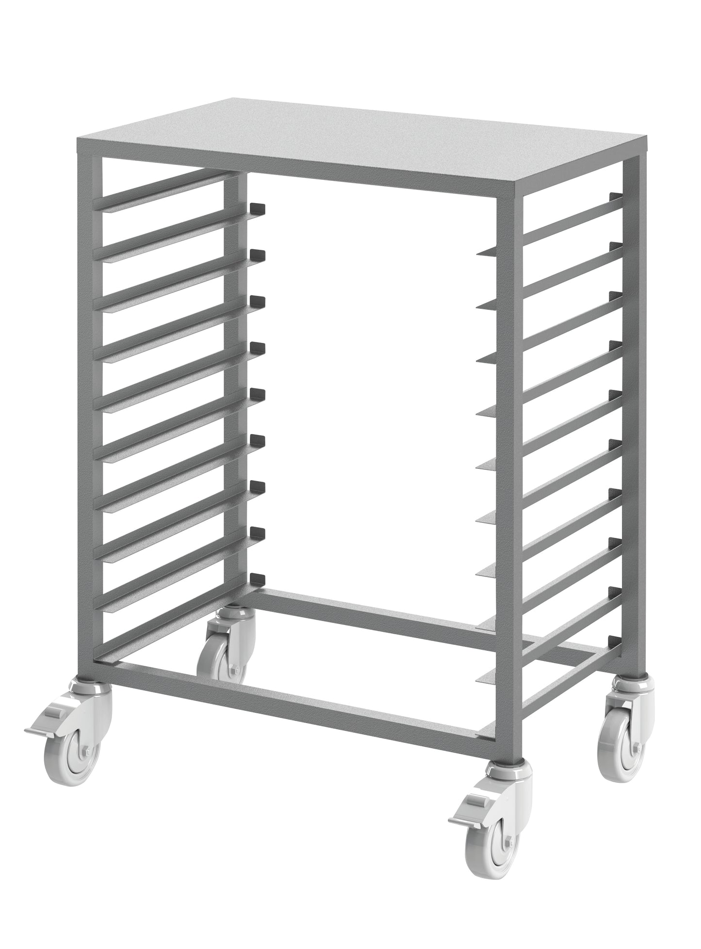 Mobiler Gastronomietisch mit Rollen.