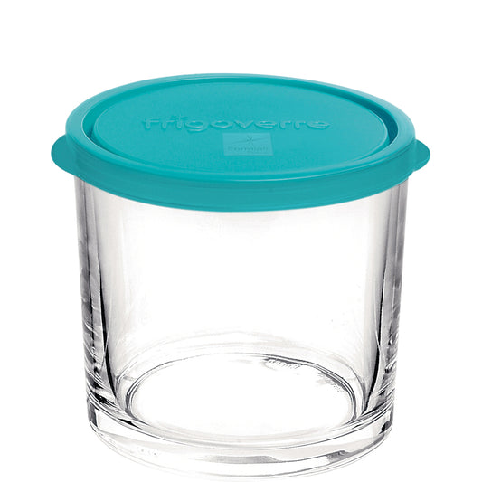 Glasbehälter mit türkis Deckel