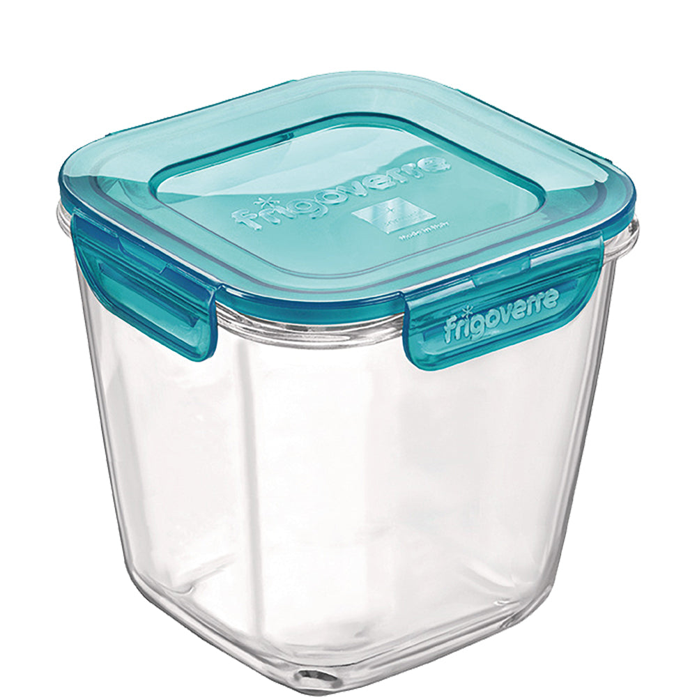 Transparenter Frischhaltebehälter mit blauem Deckel