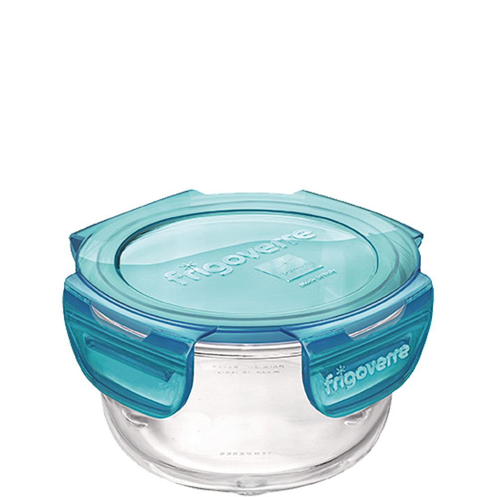 Glasbehälter mit blauem Deckel
