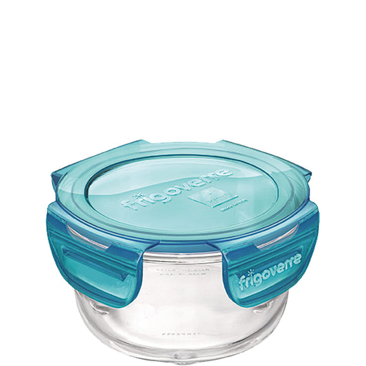 Glasbehälter mit blauem Deckel