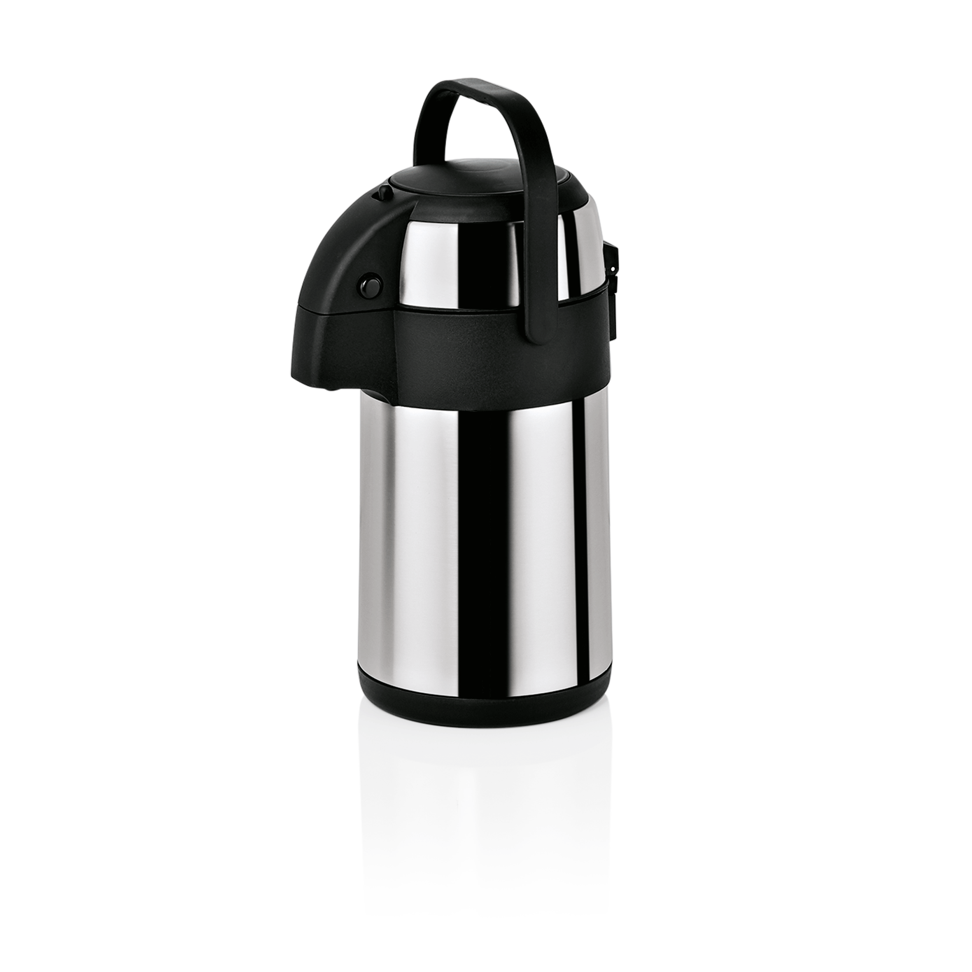 Thermoskanne aus Edelstahl, schwarz.