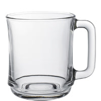 Klarer Glasbecher mit Henkel