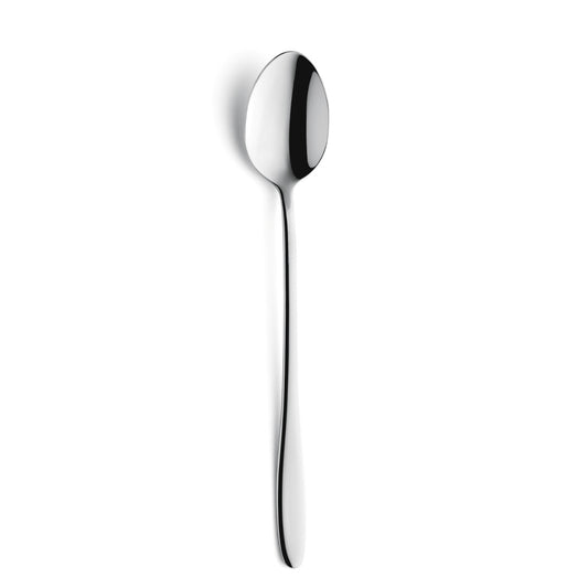 Silberner Löffel auf weißem Hintergrund.